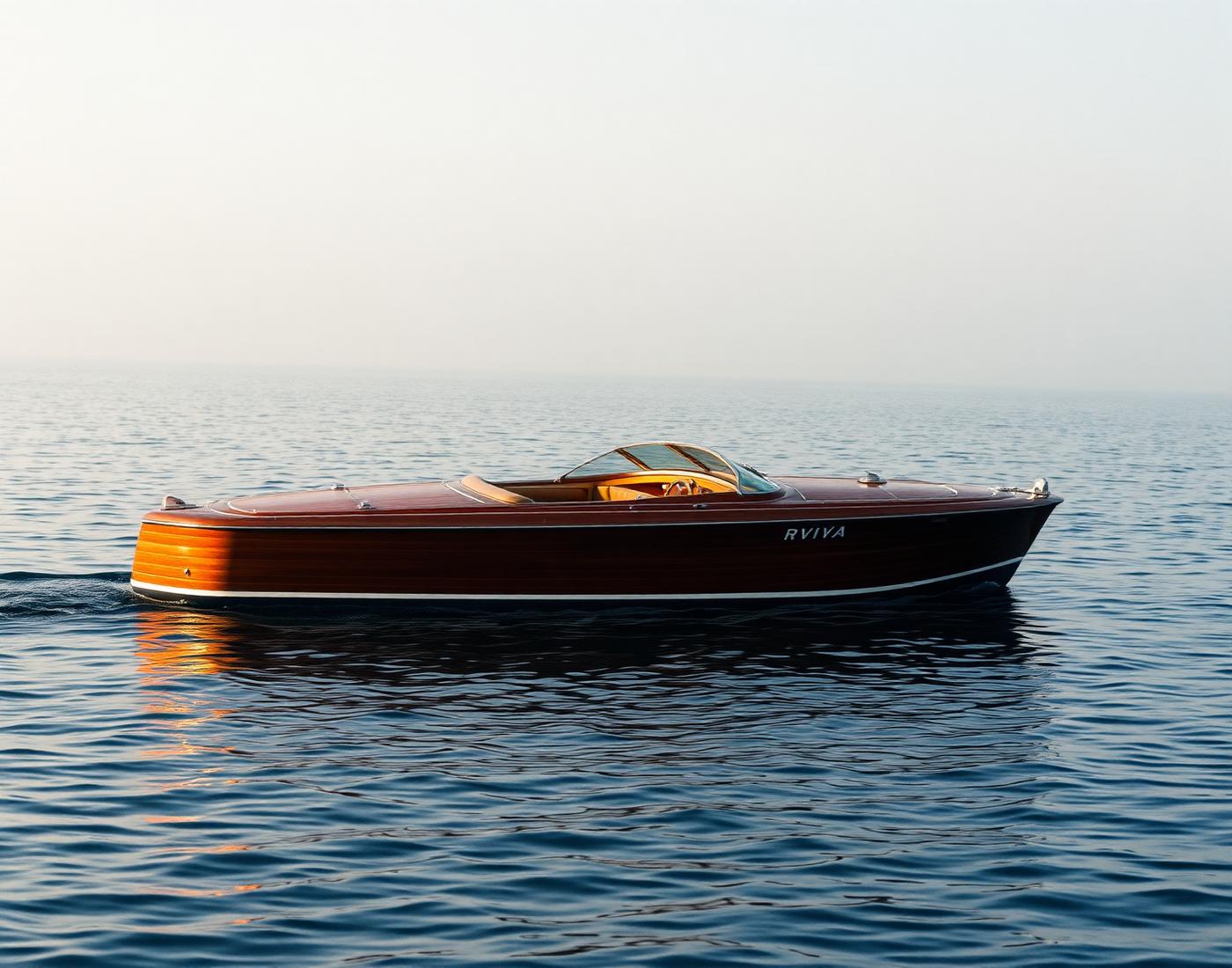 The Journal — editorial photograph of a mahogany Aquarama on open water